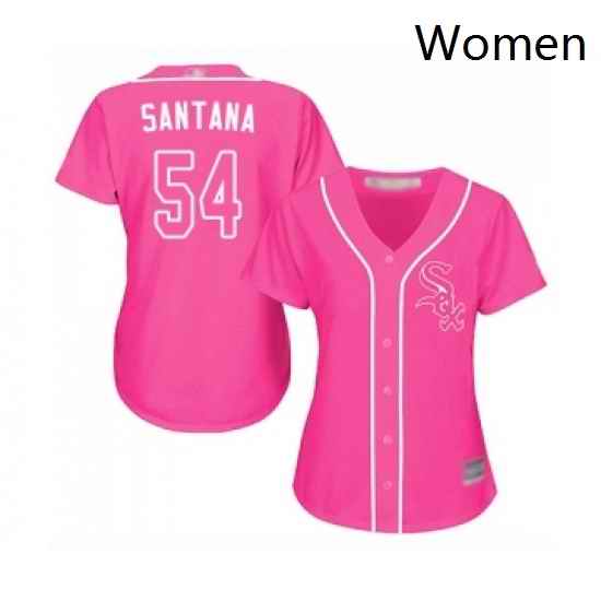 Womens Chicago White Sox 54 Ervin Santana Replica Pink Fashion Cool Base Baseball Jersey